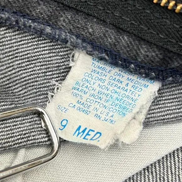 Vintage Lee Riders Mom Jean Union Made Washed Gray Denim 27x30 Size 9 Med 80s - Picture 10 of 11